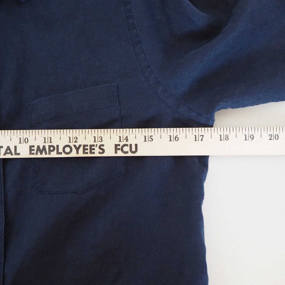 Lauren Ralph Lauren 100% Linen Shirt Dress Sz Medium Petite Navy Preppy Luxury - Picture 8 of 11